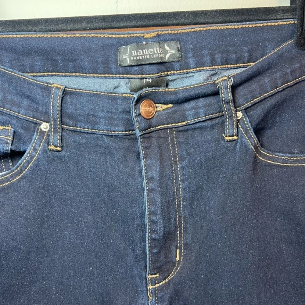 Nanette Lepore Women's Belle High Rise Bootcut Jeans Dark Blue Denim Pants Sz 14